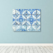 Antiek  Portugees Tiles Pattern - Azulejo Canvas Afdruk (Insitu (Houten vloer))