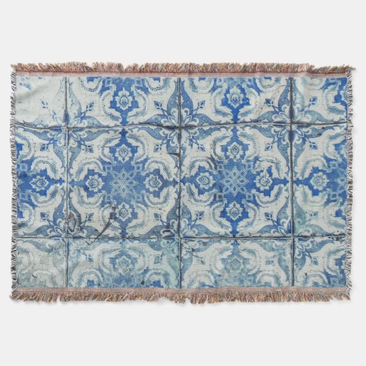 Antiek  Portugees Tiles Pattern - Azulejo Deken (Voorkant)