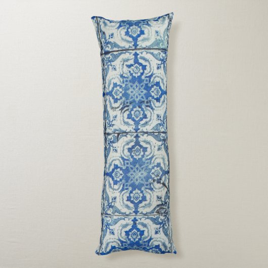 Antiek Portugees Tiles Pattern - Azulejo Lichaamskussen (Achterkant (Verticaal))