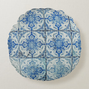 Antiek  Portugees Tiles Pattern - Azulejo Rond Kussen
