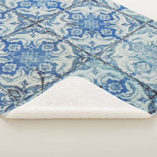 Antiek  Portugees Tiles Pattern - Azulejo Sherpa Deken (3/4)