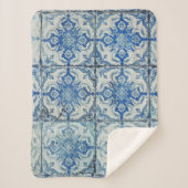 Antiek  Portugees Tiles Pattern - Azulejo Sherpa Deken (Voorkant)