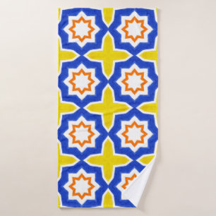 Antiek portugese tegels. Blauw en geel Azulejos Badhanddoek