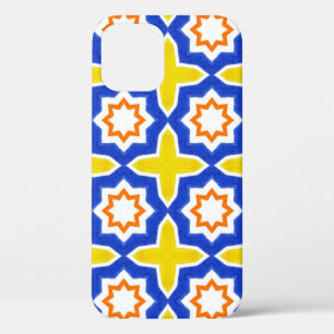 Antiek portugese tegels. Blauw en geel Azulejos iPhone 12 Hoesje