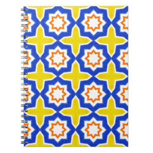 Antiek portugese tegels. Blauw en geel Azulejos Notitieboek