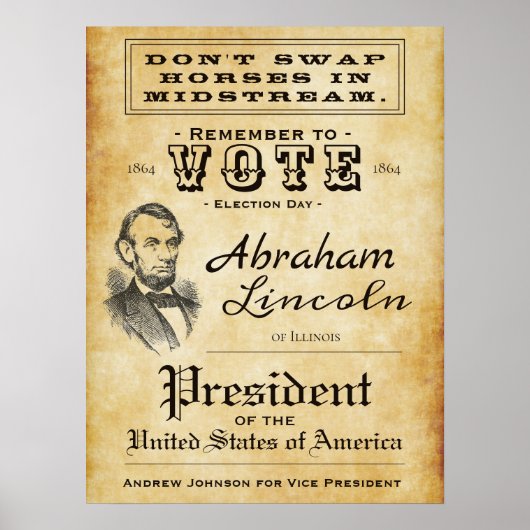 Antiek Poster van de Campagne Abraham Lincoln (Voorkant)
