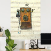 antiek poster voor betaaltelefoon (Thuiskantoor)