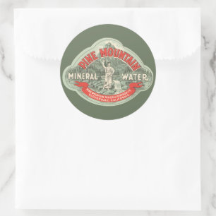 Antiek Productlabel, Pine Mountain Mineraalwater Ronde Sticker
