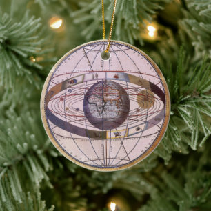 Antiek Ptolemaic Solar System, Andreas Cellarius Keramisch Ornament