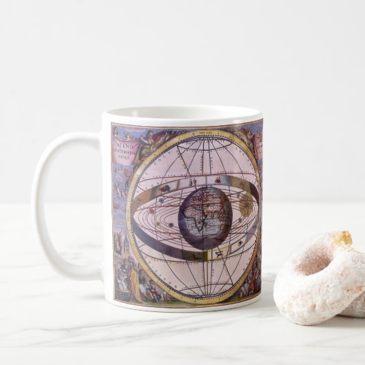 Antiek Ptolemaic Solar System, Andreas Cellarius Koffiemok (Met donut)