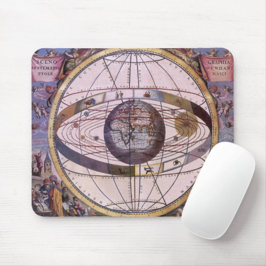 Antiek Ptolemaic Solar System, Andreas Cellarius Muismat (Met muis)