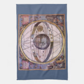 Antiek Ptolemaic Solar System, Andreas Cellarius Theedoek (Verticaal)