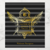 Antiek Quill veren Classic Gold Lijst Monogram Wijn Etiket (Enkel label)