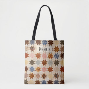 Antiek quilt Patchwork patroon van LeMoyne Star Tote Bag