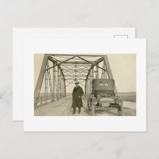 Antiek Real Photo Man met auto Briefkaart (Voorkant / Achterkant)