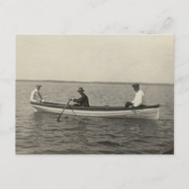 Antiek Real Photo Old Friends Boating Briefkaart