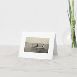Antiek Real Photo Old Friends Boating Notitiekaartje