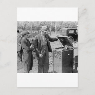 Antiek recordspeler, jaren '30 briefkaart