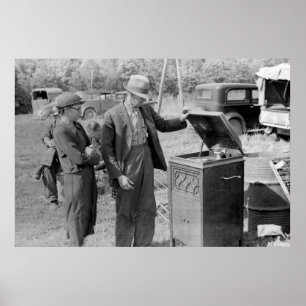 Antiek recordspeler, jaren '30 poster