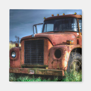 Antiek Red International Pickup Truck Magneet