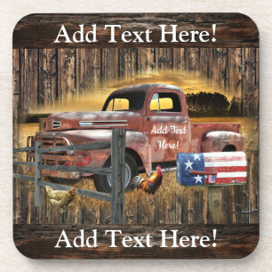 Antiek Red Truck  Red Truck Boerderij Truck Bev Bier Onderzetter