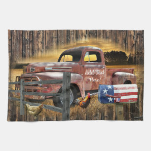 Antiek Red Truck  Red Truck Boerderij Truck Theedoek