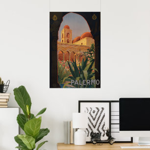 Antiek Reisposter Palermo Italië 1920 Poster