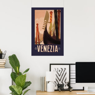 Antiek Reisposter Venetië Italië 1920 Poster