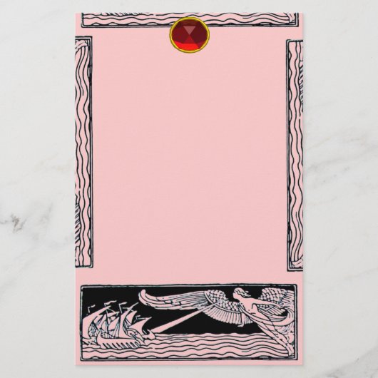 ANTIEK REISRUBY, roze Briefpapier (Voorkant)