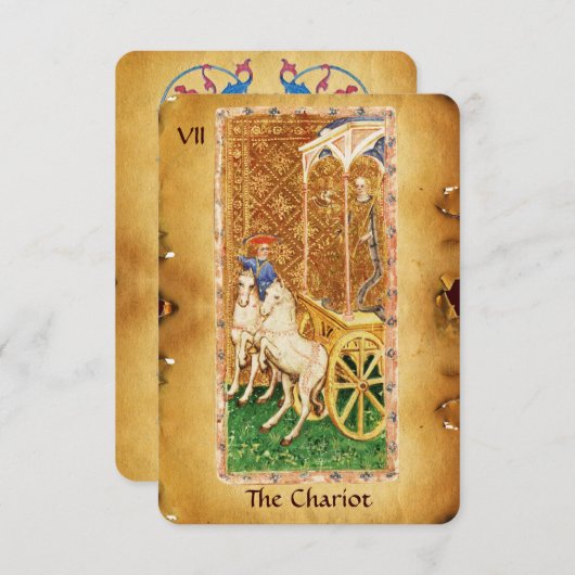 ANTIEK RENAISSANCE TAROOTS 7 / THE CHARIOT AANKONDIGING (Voorkant / Achterkant)