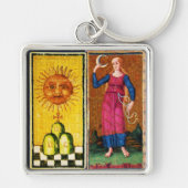 ANTIEK RENAISSANCE TAROOTS /DE ZON EN HET MOON SLEUTELHANGER (Voorkant)