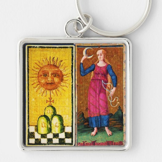 ANTIEK RENAISSANCE TAROOTS /DE ZON EN HET MOON SLEUTELHANGER (Voorkant)