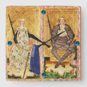 ANTIEK RENAISSANCE TAROT/KING EN KONINGIN VAN KNOP VIERKANTE KLOK
