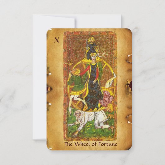 ANTIEK RENAISSANCE TAROTS 10/THE WHEEL OF FORTUNE AANKONDIGING (Voorkant)