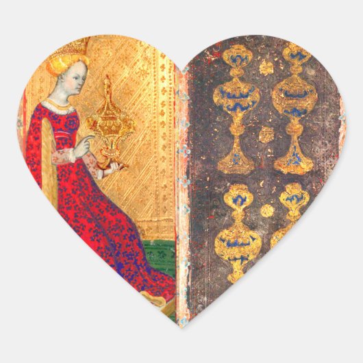 ANTIEK RENAISSANCE TAROTS / KONINGIN VAN CUPS HART STICKER (Voorkant)