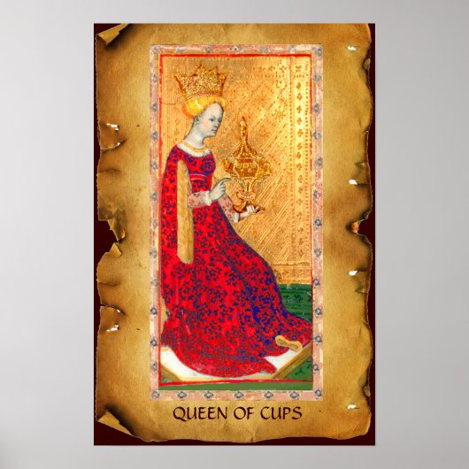 ANTIEK RENAISSANCE TAROTS / KONINGIN VAN CUPS POSTER (Voorkant)
