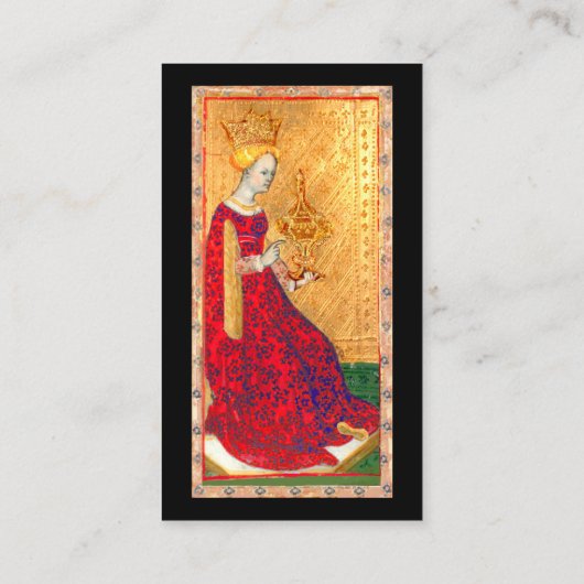 ANTIEK RENAISSANCE TAROTS / KONINGIN VAN CUPS VISITEKAARTJE (Achterkant)