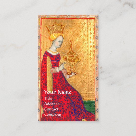 ANTIEK RENAISSANCE TAROTS / KONINGIN VAN CUPS VISITEKAARTJE (Voorkant)