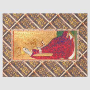 ANTIEK RENAISSANCE TAROTS, KONINGIN VAN KUPS TISSUEPAPIER