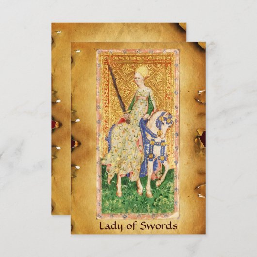 ANTIEK RENAISSANCE TAROTS / LADY OF SWORDS AANKONDIGING (Voorkant / Achterkant)