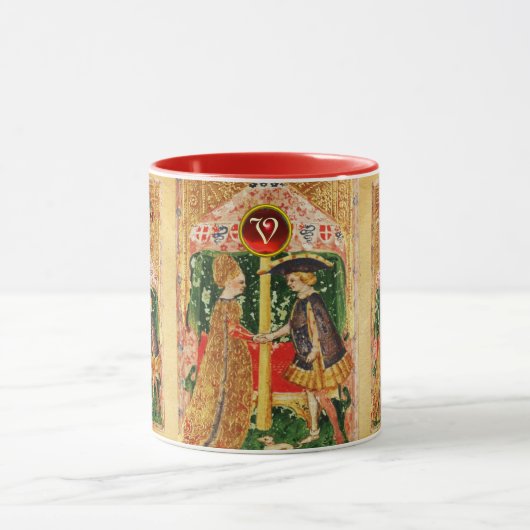 ANTIEK RENAISSANCE TAROTS , LOVERS GEM MONOGRAM MOK (Midden)