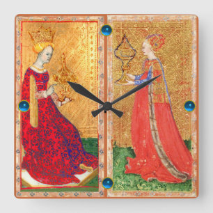 ANTIEK RENAISSANCE TAROTS/MAID AND QUEEN OF CUPS VIERKANTE KLOK