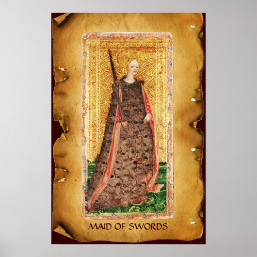 ANTIEK RENAISSANCE TAROTS / MAID OF SWORD POSTER (Voorkant)