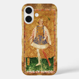 ANTIEK RENAISSANCE TAROTS / PAGINA OF WANDS iPhone 16 HOESJE