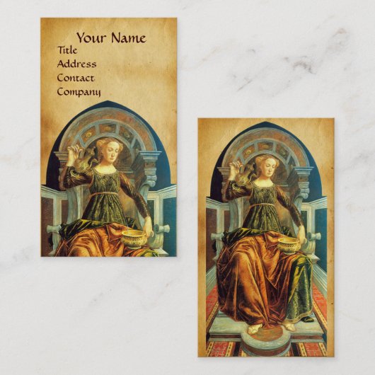 ANTIEK RENAISSANCE TAROTS TEMPERANCE PERKAMENT VISITEKAARTJE (Voorkant / Achterkant)