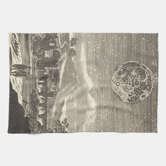 Antiek renaissance tijdperk maan door Allain Malle Theedoek (Horizontaal)