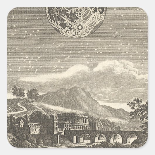 Antiek renaissance tijdperk maan door Allain Malle Vierkante Sticker (Voorkant)