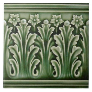 Antiek Reproduction Green Acanthus Floral Border Tegeltje