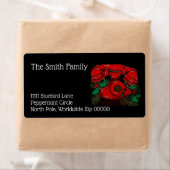 Antiek rode kerst telefoon cadeau etiket (Insitu)