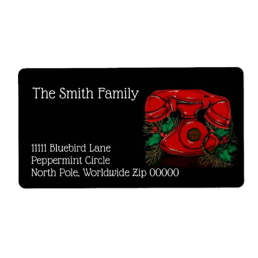 Antiek rode kerst telefoon cadeau etiket (Voorkant)